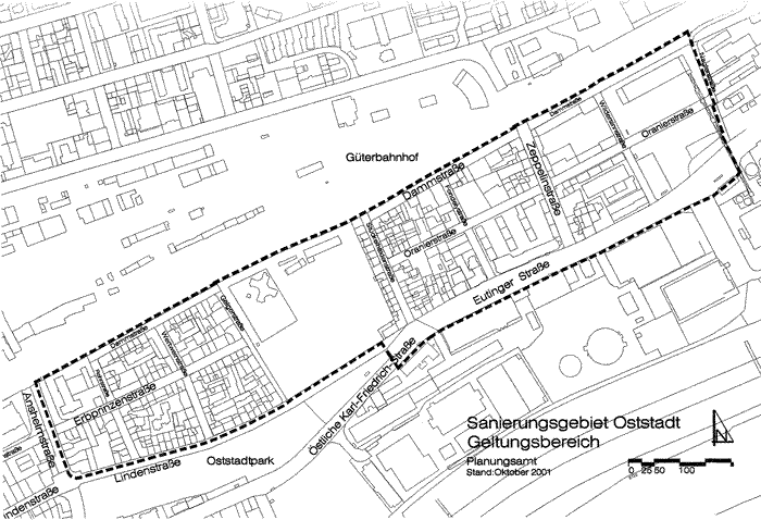 Lageplan des Gebietes (Copyright: Amt für Stadtplanung, Liegenschaften und Vermessung)